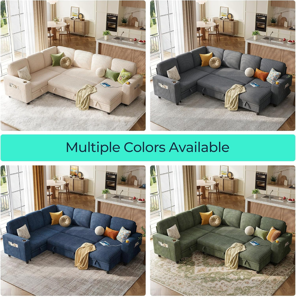 LINSY HOME Sectional Couches for Living Room, 81" U Shape 6 Seats, Beige...