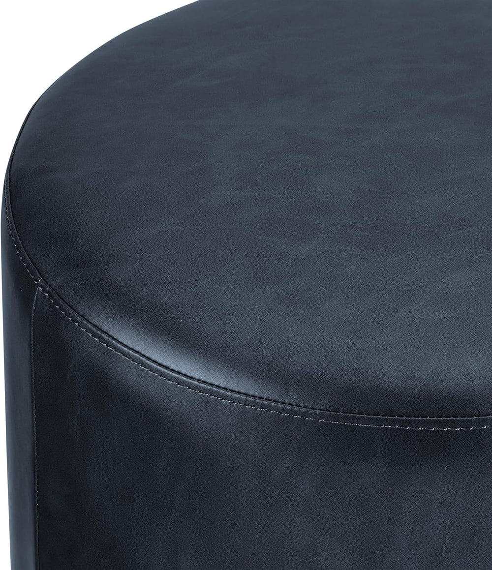 Studio Living® 19” Wentworth Ottoman Round Faux Leather Bench, Stationary Ott...