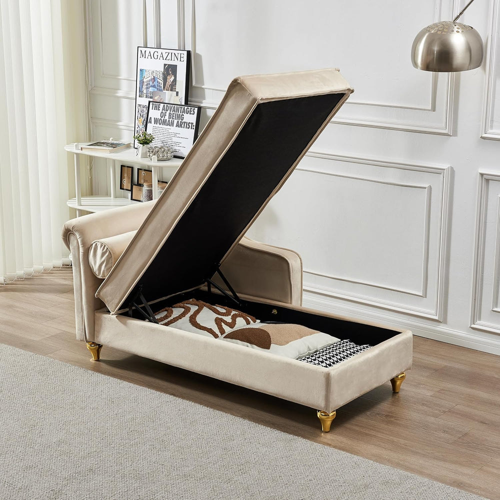 60.6''Velvet Chaise Lounge Indoor, Modern Velvet Lounge Chair with Le...