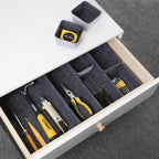 Welaxy desk drawer organizer tray shallow felt storage bin for office suppliers makeup pen keys craft brush decluttering 8-piece sleek minimalist lifestyle gift for men (Charcoal)