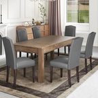 LSSBOUGHT Dining Chair Upholstered Parsons Kitchen Chair with Copper Nails and Solid Wood Legs for Dining Room,Restaurant (Light Grey, 4PCS)