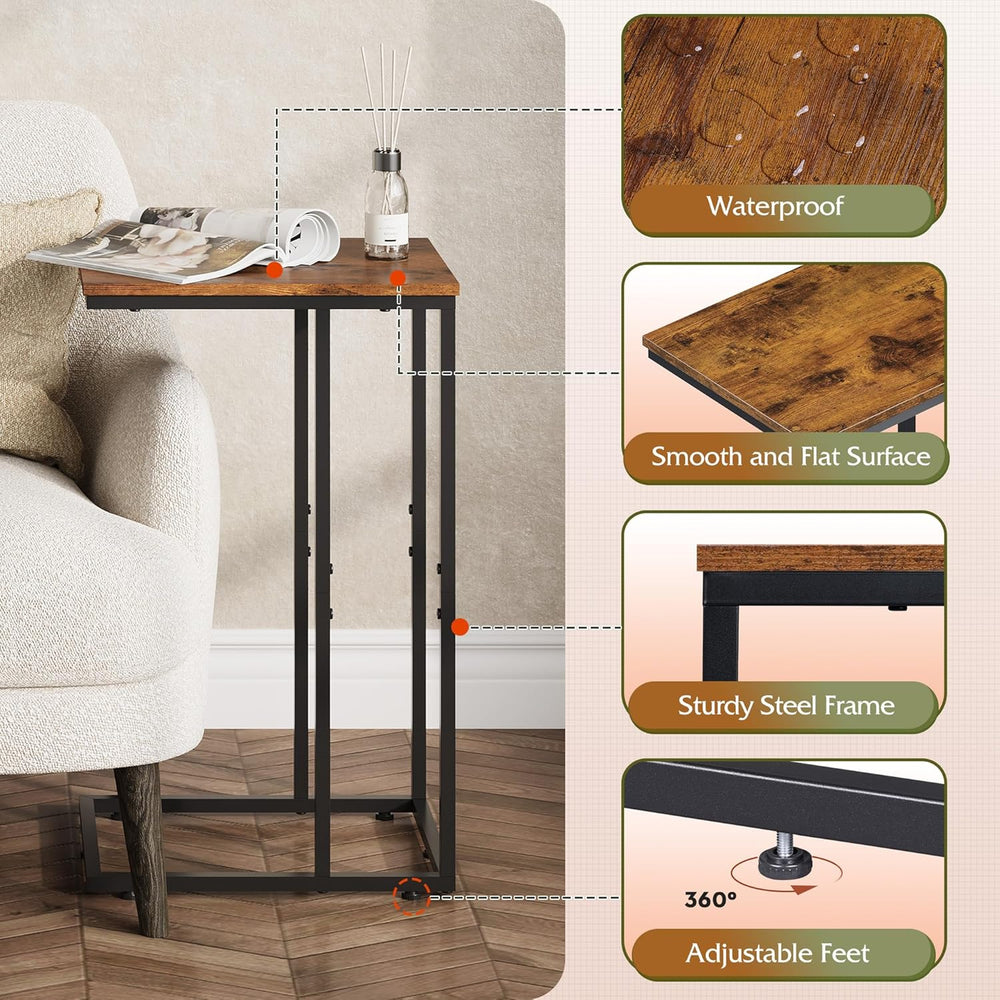 WLIVE C Shaped End Table, Small Side Table for Couch, Sofa, TV Tray C Table f...