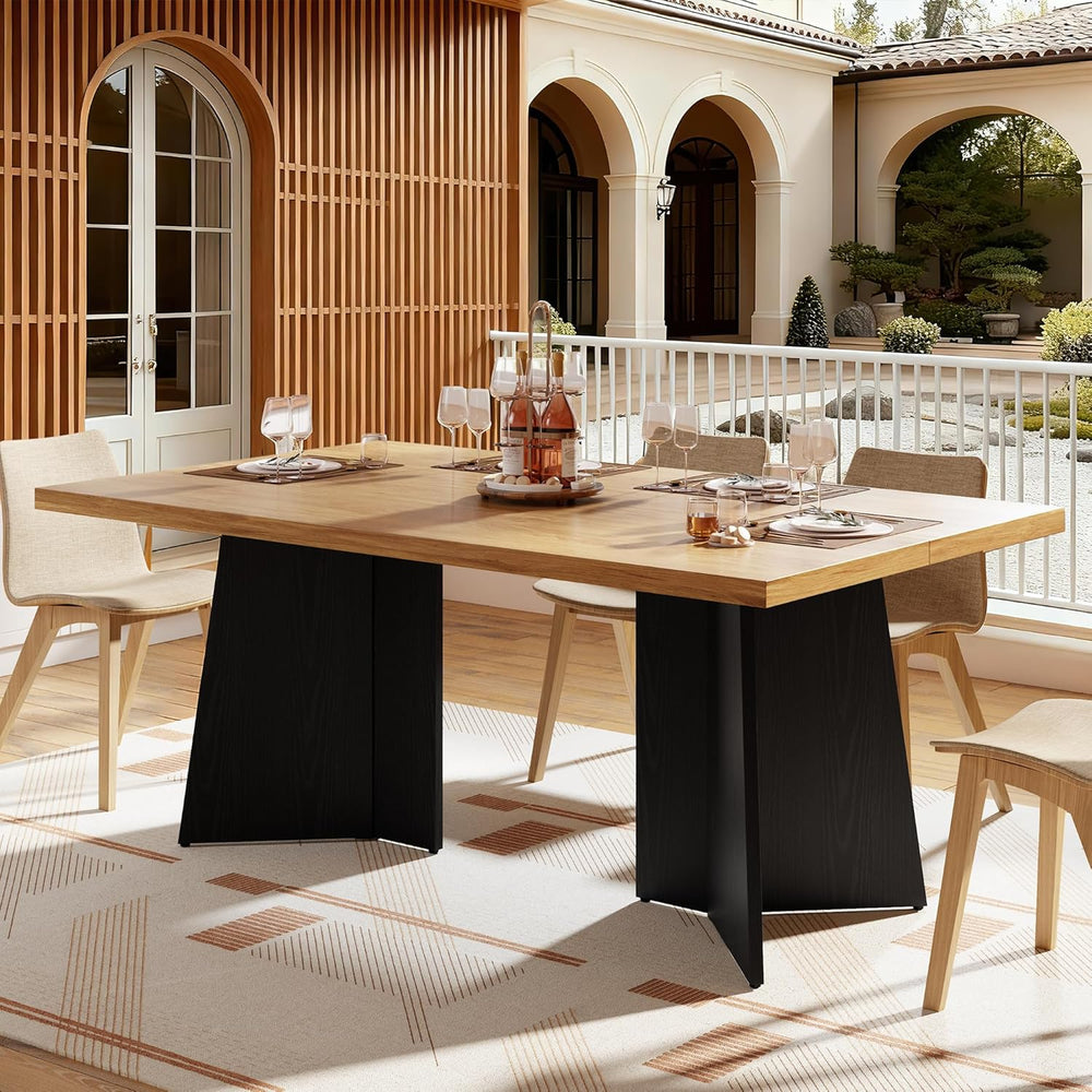 GarveeHome Dining Table for 6-8 People - 63" Modern Long Kitchen Table w...