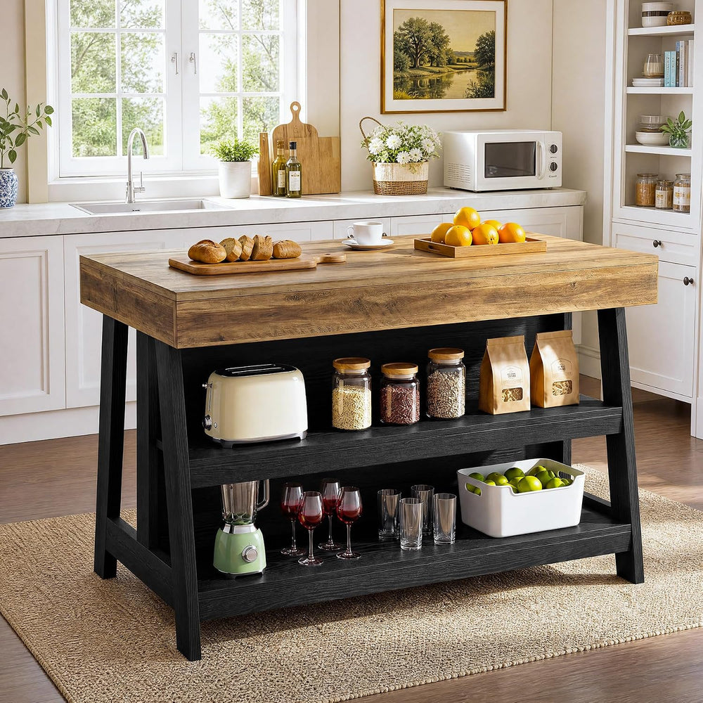 Tribesigns 55-Inch Kitchen Island with Storage, Farmhouse Island Table | 35.4...