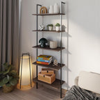 happimess MSH1001C Madera 72.05" Classic Industrial 5-Shelf Wood Wall-Mounted Open Ladder Bookcase with Metal Frame, Brown/Black