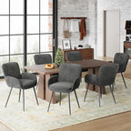 VKNOW Modern Dining Chairs Set of 2, Upholstered Dining Room Chair with Armrest, Kitchen Chairs with Curved Ergonomics Backrest for Living Room, Dining Room, Kitchen, Dark Grey