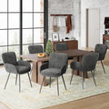 VKNOW Modern Dining Chairs Set of 6, Upholstered Dining Room Chair with Armrest, Kitchen Chairs with Curved Ergonomics Backrest for Living Room, Dining Room, Kitchen, Dark Grey