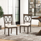 Roundhill Furniture Windvale Fabric Upholstered Dining Chair, Set of 2, Espresso