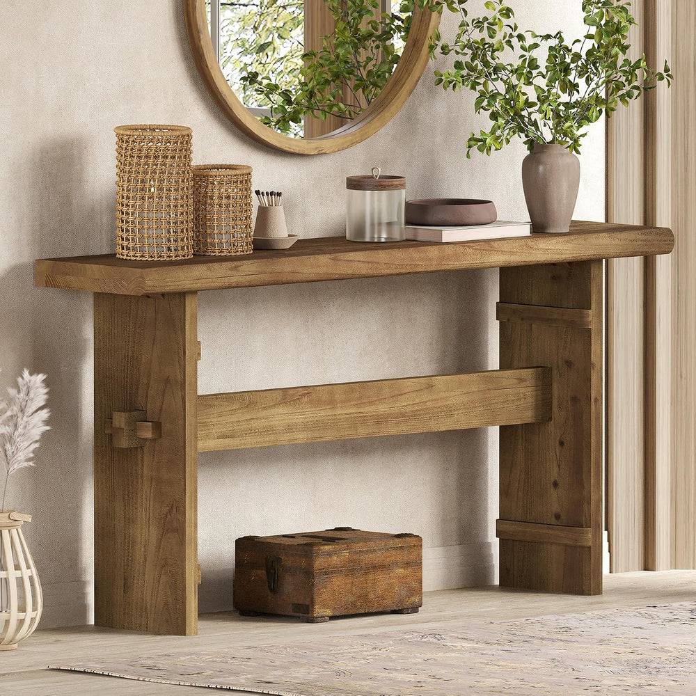 TRIBEWOOD 63-Inch Solid Wood Console Table for Entryway, Narrow Long Farmhous...