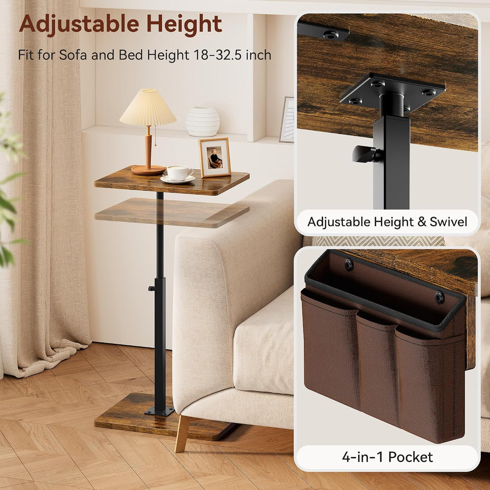 Vagusicc Sofa Armrest Tray Table for Couch, 360° Swivel Height Adjustable TV ...