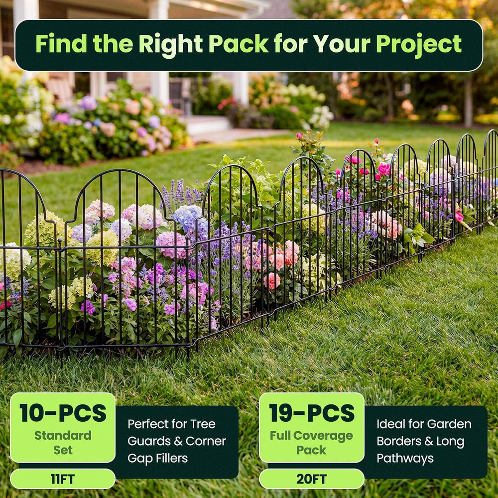 Decorative Garden Fence Panels 19 Pack - 16in (H) x 20ft Metal Animal Barrier...