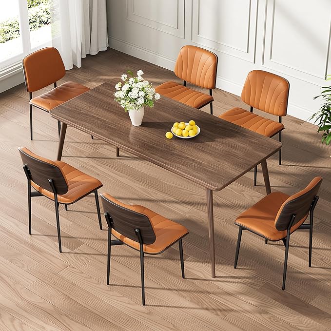 Dining Chairs Set of 4, Mid-Century Modern Upholstered PU Leather Chairs with...