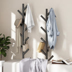 Vlush Wall Mounted Metal Coat Rack with 9 Hooks Modern Minimalist & Upright Coat Rack for Hanging Clothes, Hats, Hanging Bags and Scarves Entrance Wall Iron Coat Racks (Black)