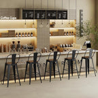 Andeworld Metal Bar Stools Set of 4, 26 inch Counter Height Barstools with Backs Farmhouse Modern High Back Bar Stools with Larger Seat Kitchen Dining Bar Chairs,Matte Black