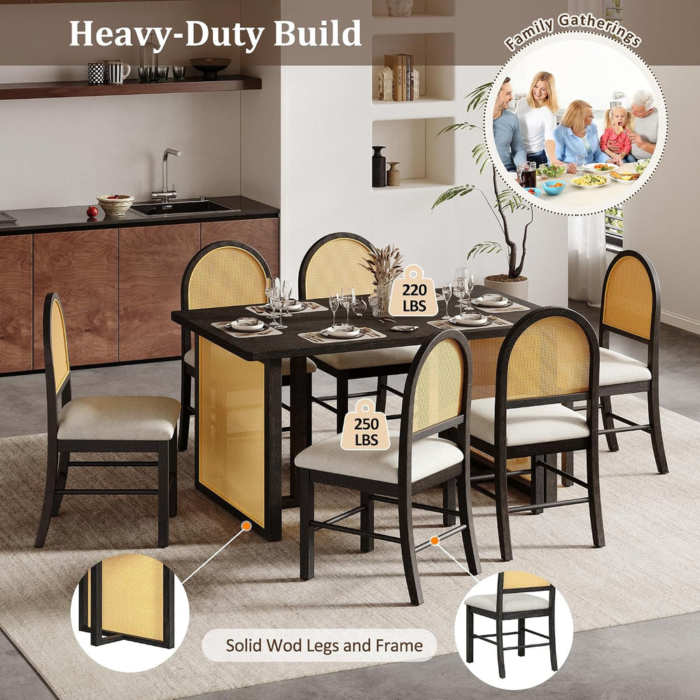 LUMISOL 7-Piece Dining Table Set with 6 Chairs, Rectangular Kitchen Table Set...