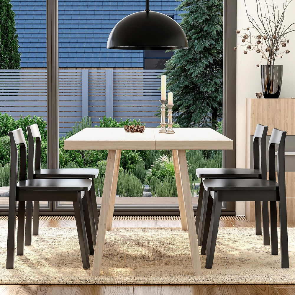 EYYTHUNG Farmhouse Wood Dining Chairs Set of 2,Wooden Kitchen Chairs, Mid Cen...