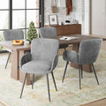 VKNOW Modern Dining Chairs Set of 4, Upholstered Dining Room Chair with Armrest, Kitchen Chairs with Curved Ergonomics Backrest for Living Room, Dining Room, Kitchen, Grey