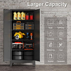 71" H Black Metal Storage Cabinets,Garage Storage Cabinet,Tall Pantry Cabinet with Doors,Kitchen Food Storage Cabinet,Farmhouse Storage Cabinets for Kitchen, Dining Room