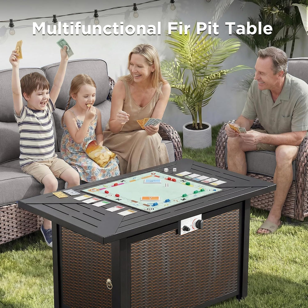 Luxury Patio Furniture Set with Fire Pit Table-6 Pieces All Weather Outdoor S...