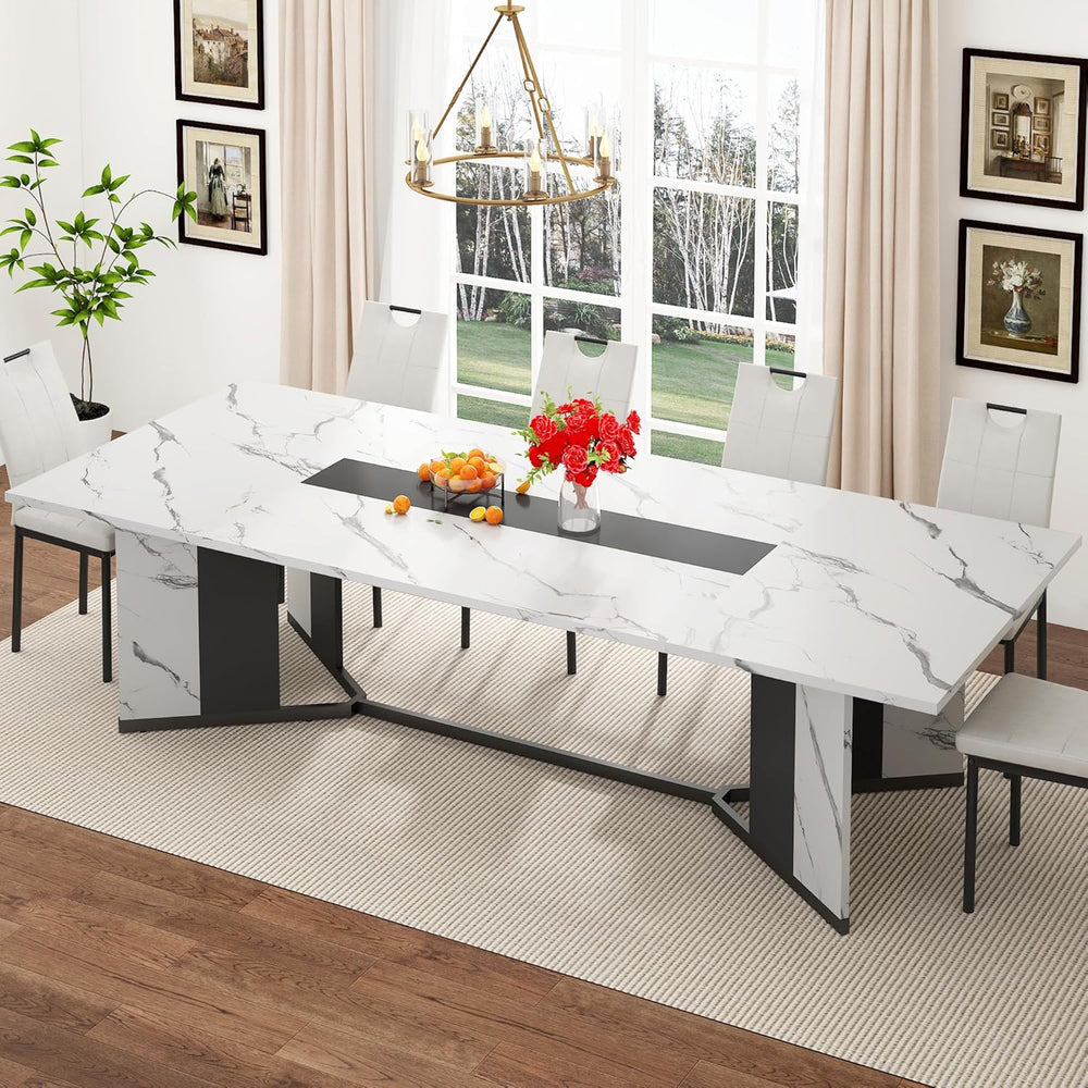 chartustriable Dining Table for 8-10 People,94" Large Modern Kitchen Tab...