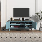 3 Door Lockable Metal TV Stand Storage Cabinet, Wide Heavy Duty Media Console for Large 100+ Inch TVs, Home Office Entertainment Center, Blue 22" H X 47.3" W X 13.8" D