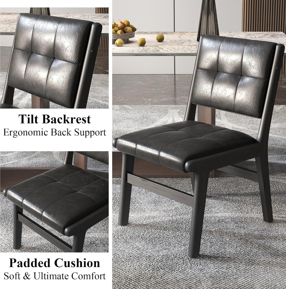 civama Faux Leather Dining Chairs Set of 6, Dining Room Armless Kitchen Chair...