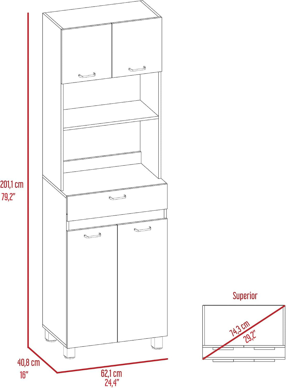 Microwave Cabinet Madison, Kitchen, White