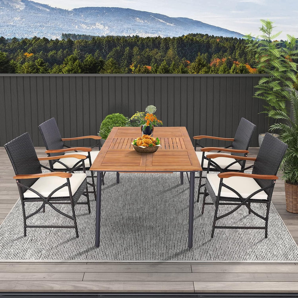 Tangkula Wicker Patio Dining Chairs Set of 2, PE Rattan Outdoor Chairs with S...