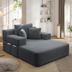 2-in-1 Convertible Chaise Lounge Indoor, 60.2" Corduroy Upholstered Chaise Lounge Chair that Converts to Sleeper Bed,Compressed Sofa with Side Storage Pockets and 3 Pillows for Bedroom Apartment Dorm