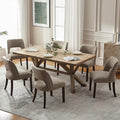 VKNOW Modern Dining Chairs Set of 6, Faux Leather Upholstered Dining Room Chair Kitchen Chairs, Farmhouse Dinner Chair for Kitchen Dining Room, Taupe