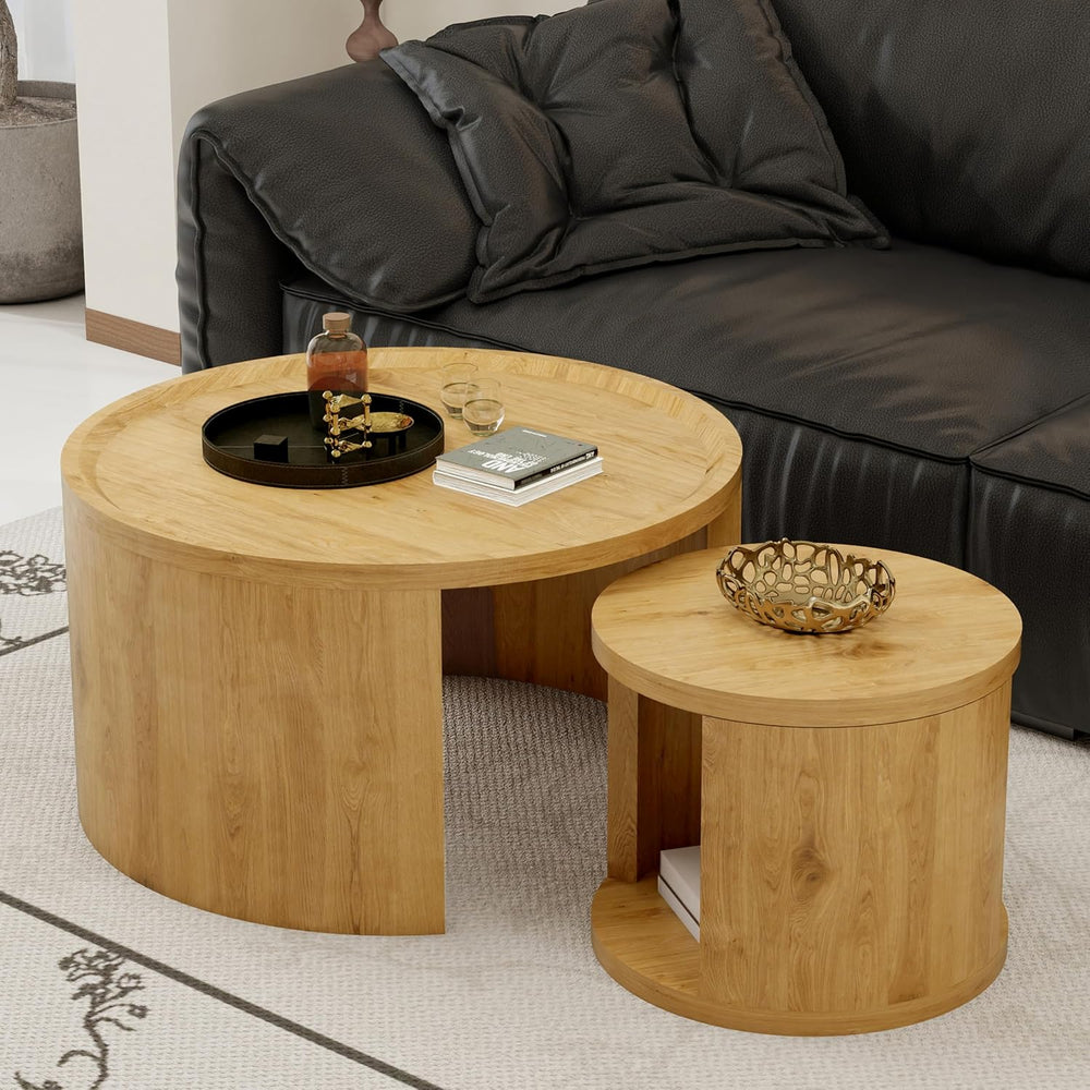 32" Anti-Slip Nesting Tables, Nesting Side Tables with Smooth Wood top, ...