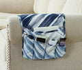 Brilliant Sunshine Blue Grey Stripes Patchwork Couch Armrest 5 Pockets Organizer, Slip Resistant Recliner Armchair Caddy, Washable Remote Controls Holder, Storage for Magazine, Tablet, iPad, Blue Grey
