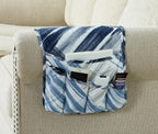 Brilliant Sunshine Blue Grey Stripes Patchwork Couch Armrest 5 Pockets Organizer, Slip Resistant Recliner Armchair Caddy, Washable Remote Controls Holder, Storage for Magazine, Tablet, iPad, Blue Grey