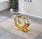 HomVent 70''Rectangle Glass Dining Table Set Glass Kitchen Table Set for 4 | Glass Kitchen Table Chairs Set for 4 with Leather Chairs for Kitchen Dining Room,Glass Dining Room Table Set for Home