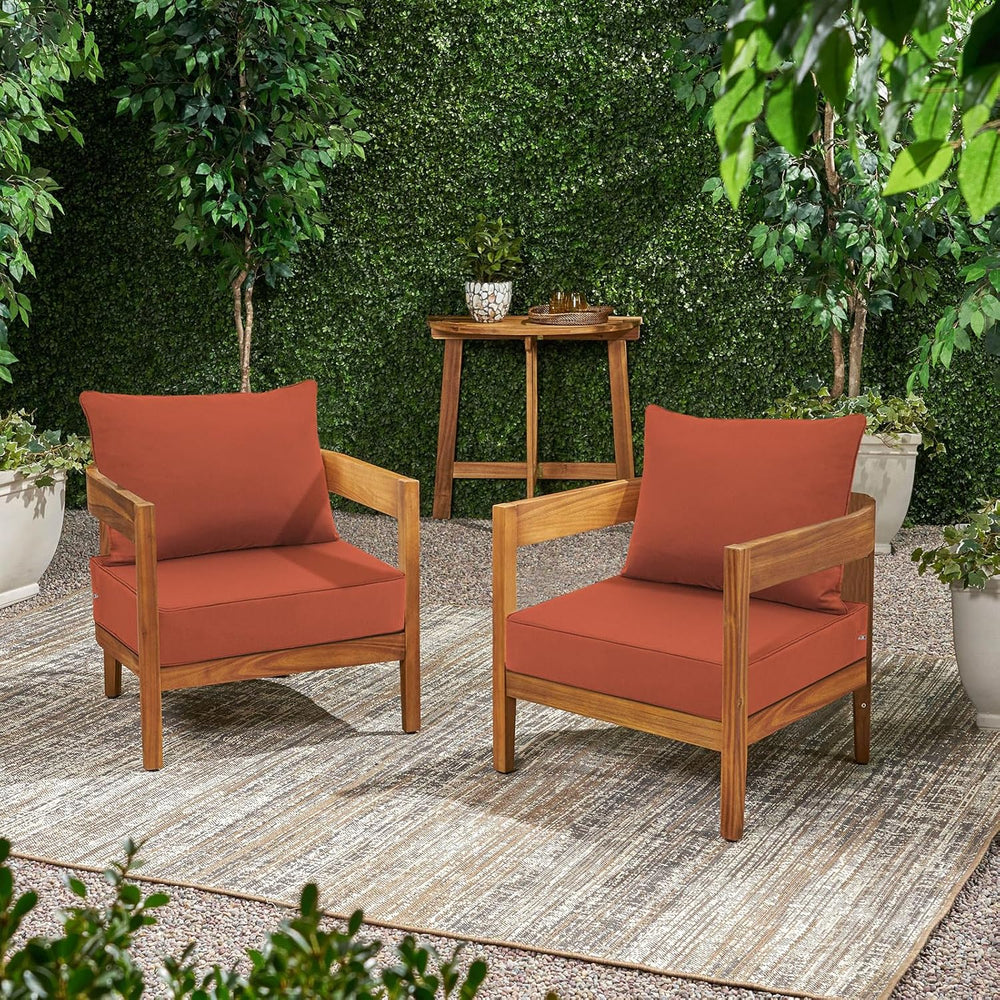 Favoyard Outdoor Patio Seat Cushions Set, 22 x 22 Inch, Waterproof, Red