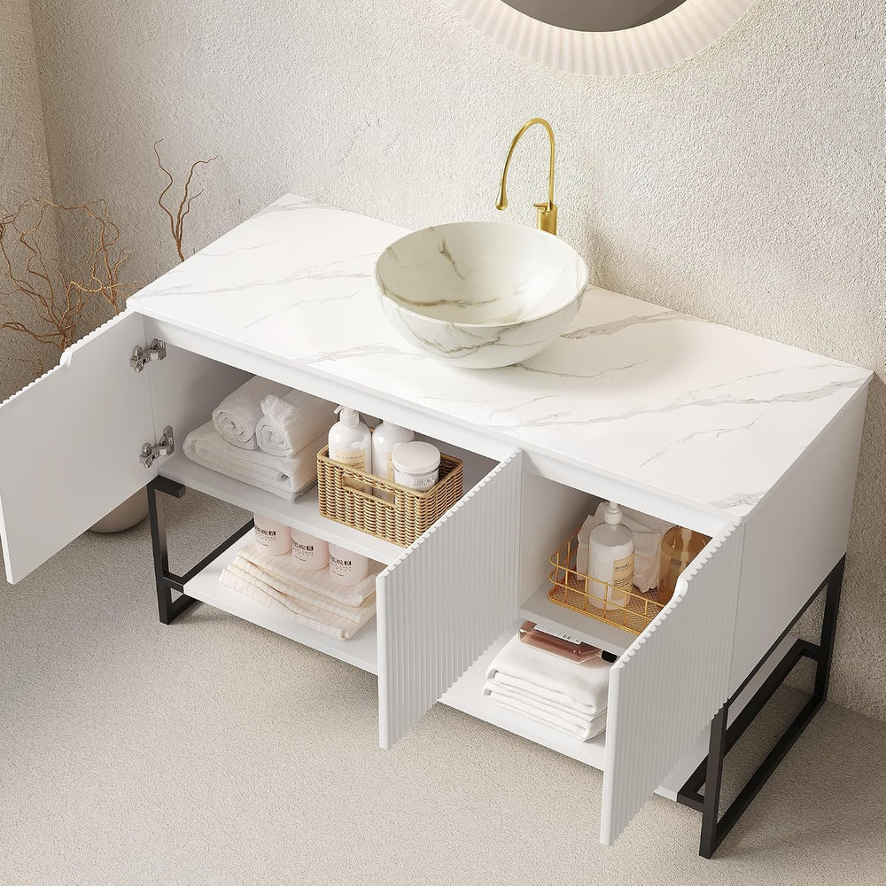 48" Bathroom Vanity with Vessel Sink & 3 Soft-Closing Doors & Op...