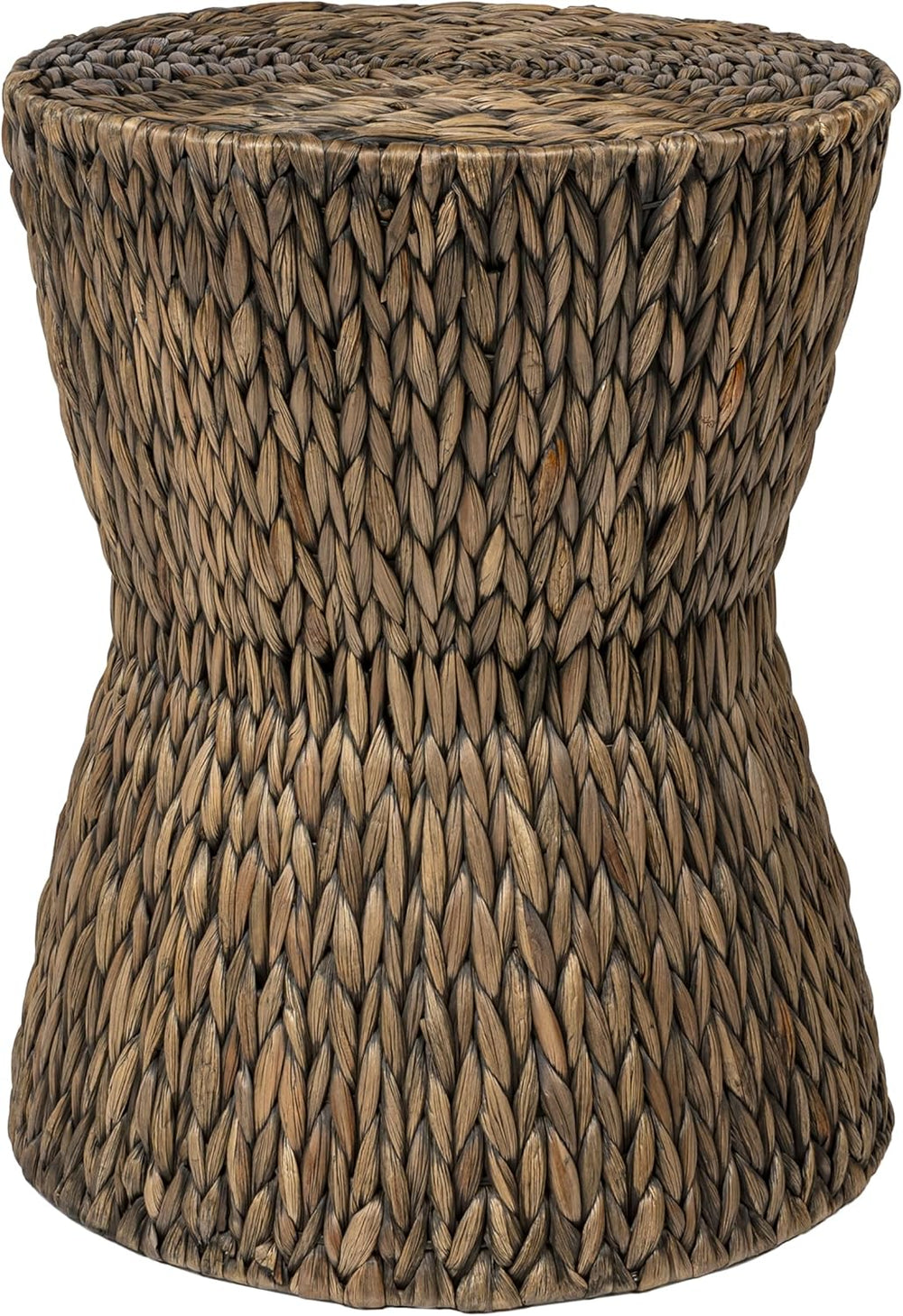 JONATHAN Y Natura 19" Handwoven Water Hyacinth Round Side Table, with Ho...
