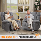 jonpony Power Lift Recliner Chair for Elderly, Big and Tall Lift Chair with Massage and Heat for Living Room, Fabric Electric Recliner Chairs with Side Pocket, USB Charge Port Grey