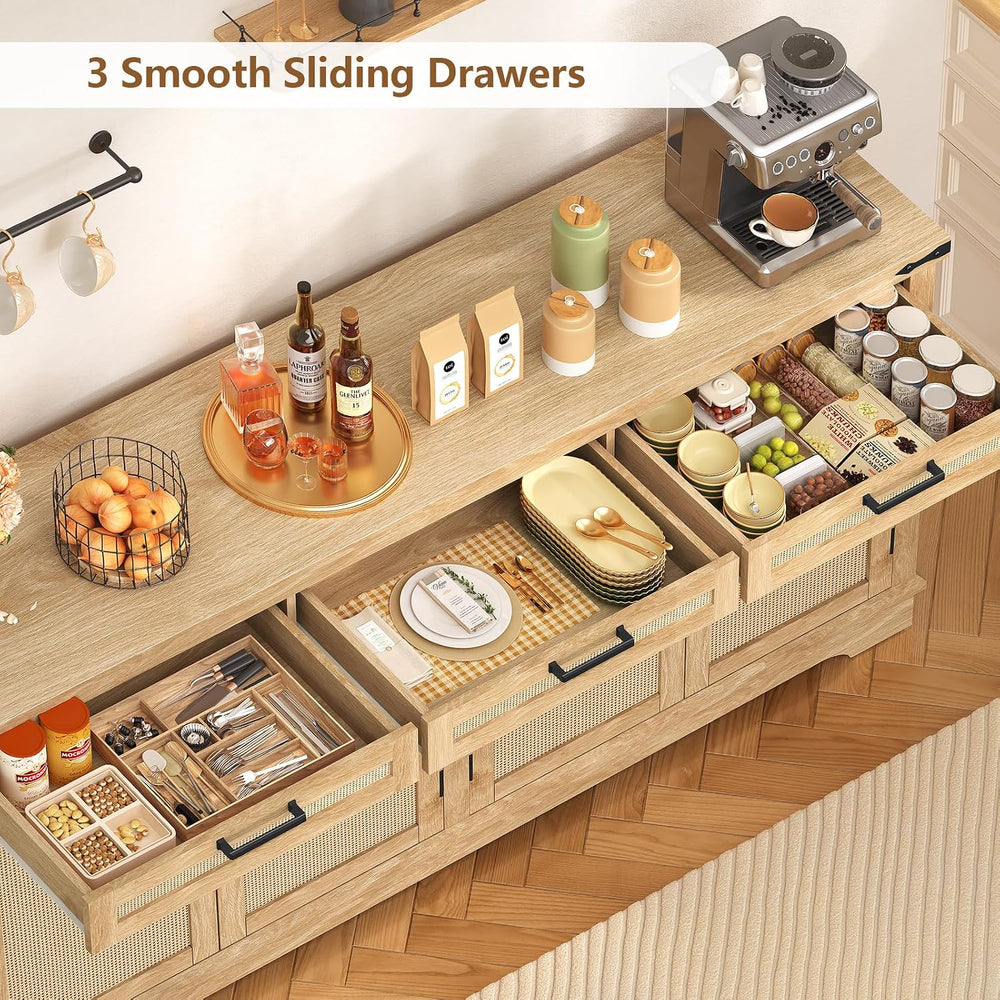 usikey 61” Large Buffet Cabinet with Storage, Sideboard Cabinet with 4 Doors ...