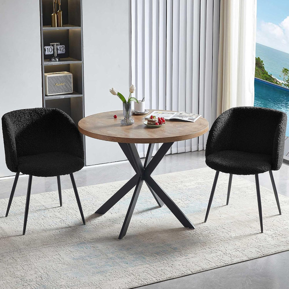 NORDICANA 3 Piece Dining Table and Chair Set, 37-Inch Engineered Wood Round T...