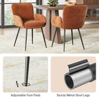 VKNOW Modern Dining Chairs Set of 4, Upholstered Dining Room Chair with Armrest, Kitchen Chairs with Curved Ergonomics Backrest for Living Room, Dining Room, Kitchen, Orange