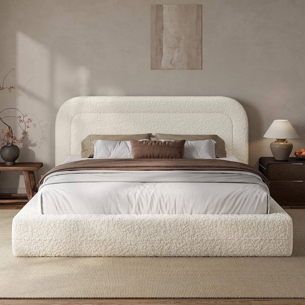 Homkdom Cloud Bed Frame Queen Size with 5.1" Headboard for Minimalist Room