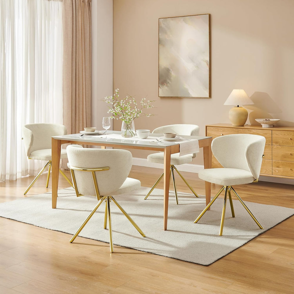Art Leon Swivel Dining Chairs Set of 2 - Modern Fabric Upholstered Kitchen Di...