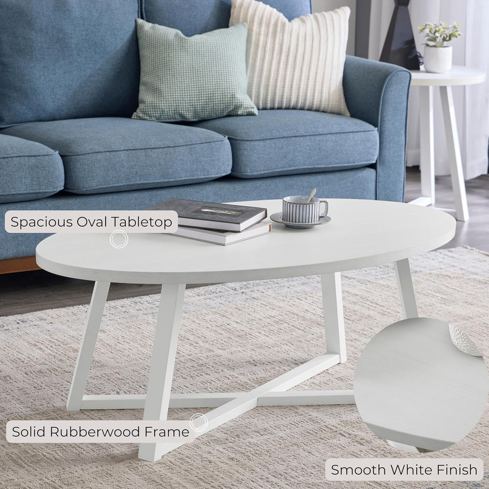 Coffee Table Set 3-Piece Oval Wood Modern | Modern 3-piece set includes oval ...