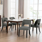 VKNOW Wooden Dining Chairs Set of 4, Modern Fabric Upholstered Dining Room Chair Kitchen Chairs, Farmhouse Dinner Chair for Kitchen Dining Room, Dark Grey-Black Legs