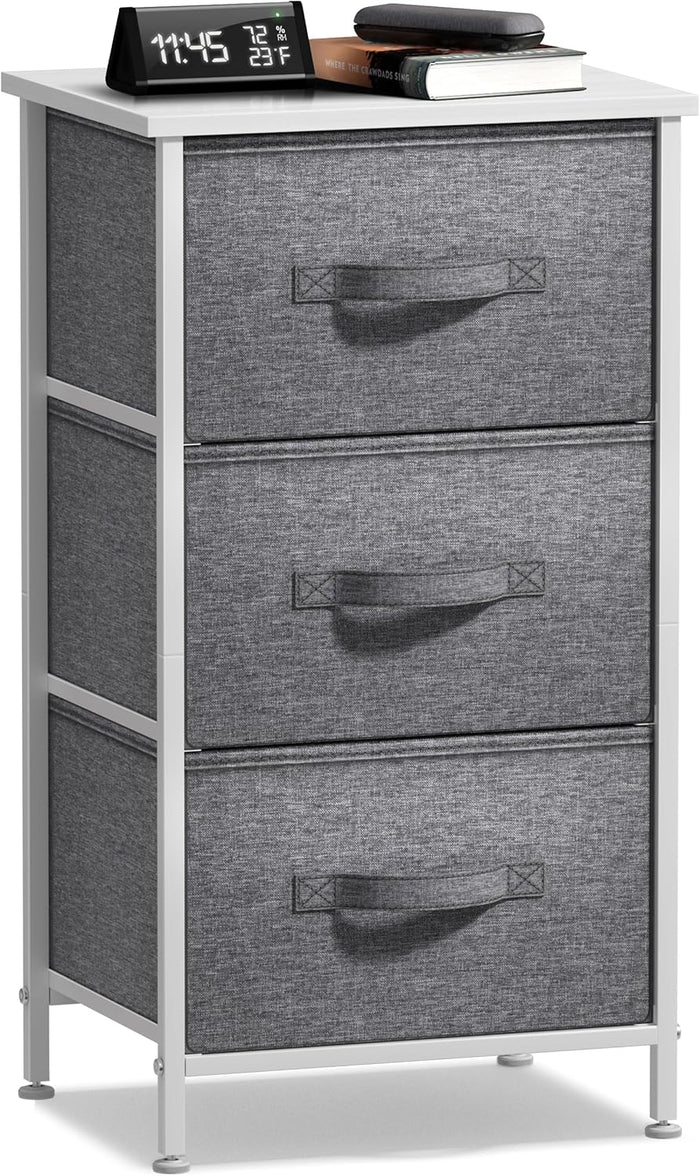 Sorbus Nightstand for Bedroom (3 Drawer, White)