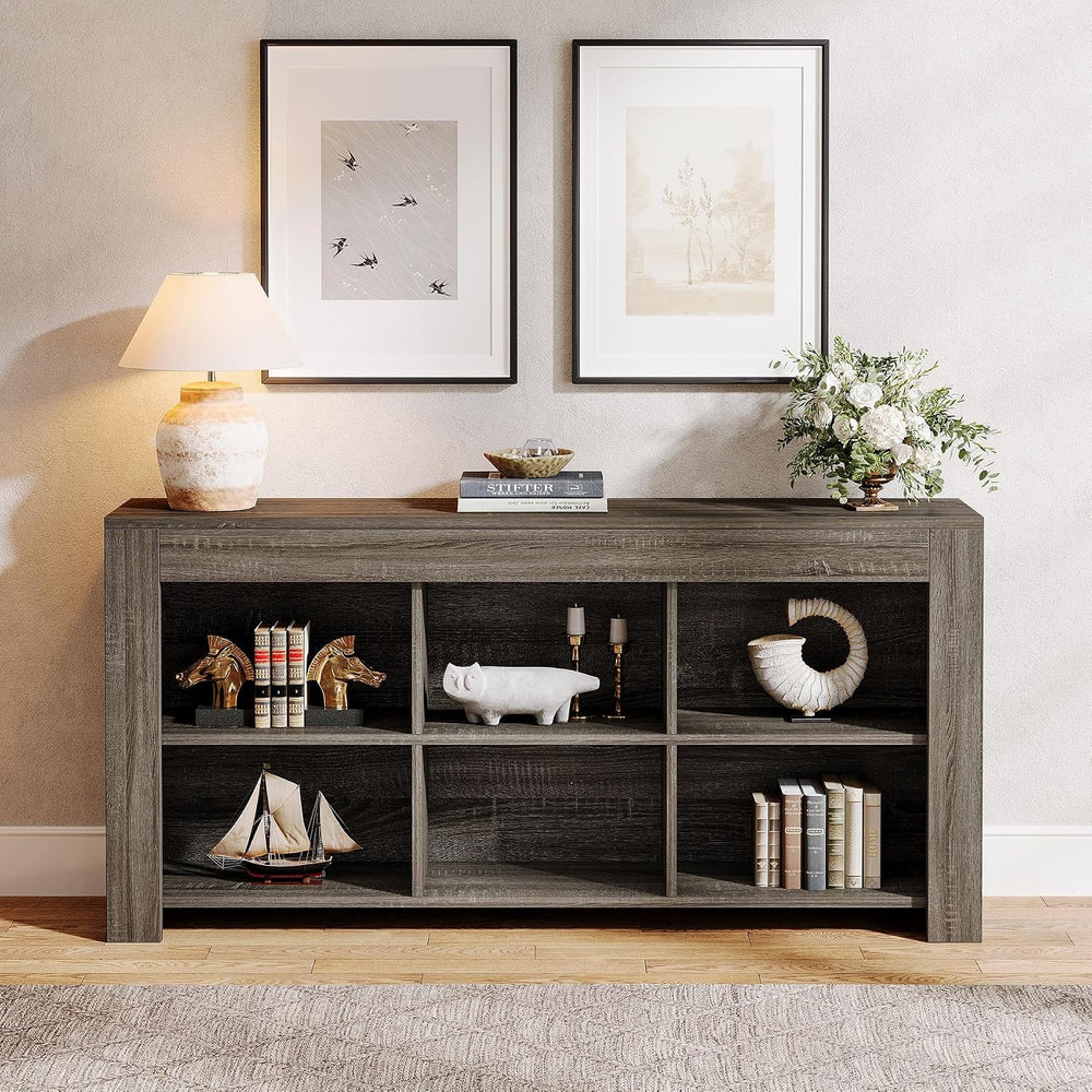 Tribesigns 63-Inch Long Sofa Console Table, Rustic Wood Entryway Table with 6...