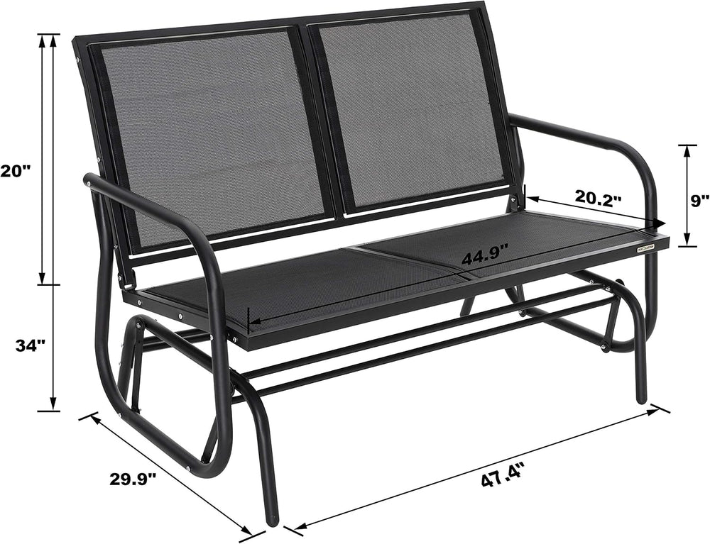 NUU GARDEN 2 Person Outdoor Glider Bench Patio Glider, Patio Glider Swing Cha...