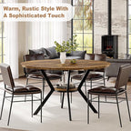 Round Dining Table for 4, 42 Inch Wood Kitchen & Dining Room Tables with Storage, Circle Breakfast Table with Metal Legs, Space Saving Dinner Table for Dining Room, Kitchen, Living Room, Rustic Brown