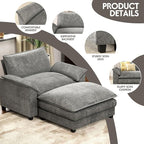 Homall 40" Modular Sectional Sofa, Single Sofa Couch with Reversible Ottoman, DIY Combination Chenille Deep 1-Seat Cloud Couch for Living Room, Apartment (Light Grey, Single Sofa Chair)